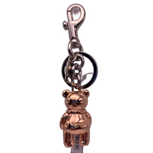 NWT COACH Rose Gold Teddy Bear Bag Charm Silver / Rose Gold 3 D Bear Bag Charm - Picture 3 of 4